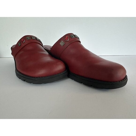 Vtg Y2K 90’s Tommy Hilfiger Slip On Chunky Leather‎ Mules Womens 11M Bejeweled